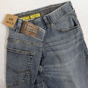 NEW Lee Extreme Motion Jeans Men 44x28 Blue Athletic Fit Tapered Leg Performance